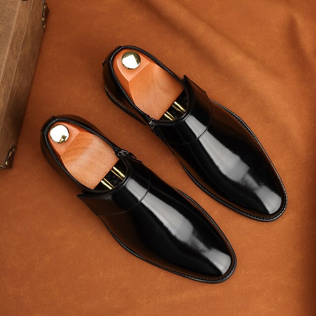 Leather Business Shoes Men's Slip-On Loafers Brown