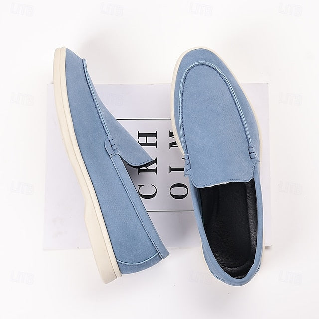Blue Slip-On Loafers Light Men's Faux Casual – Breathable