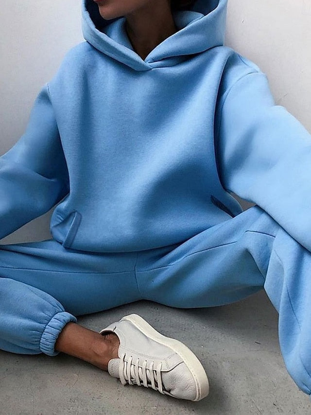 Women's Hoodie Pants Sets Bolero Top Long Sleeve Hooded