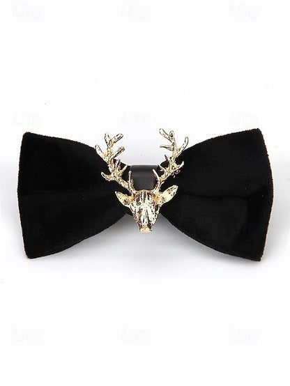 Velvet Deer Pin with Men's Bow Gold Head Tie