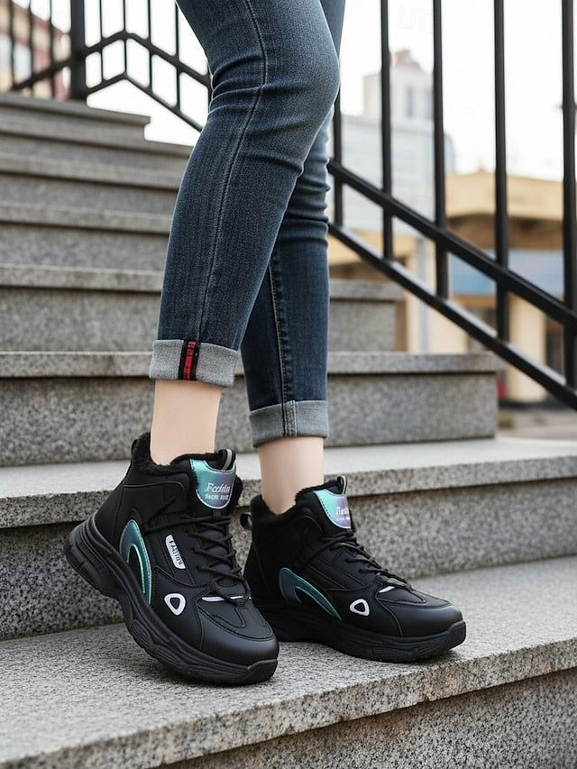 Women's Casual Winter Sneakers with Faux Fur Lining -