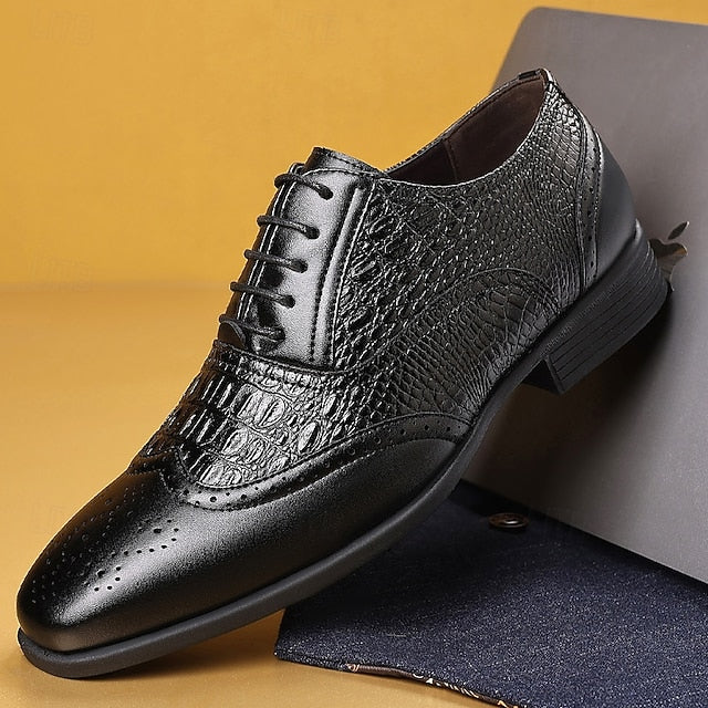 Crocodile Faux Shoes Leather Men's Oxford Brown – Pattern