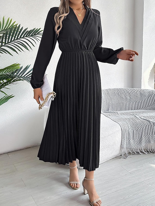 Women's Work Dress Satin A Line Dress Fashion Office Long