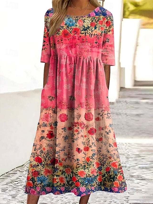 Women's Midi Dress Summer Dress Pleated Dress Vacation