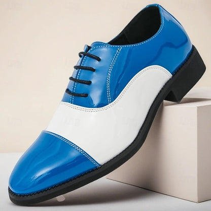 Shoes Blue Polished and with Men's Oxford White