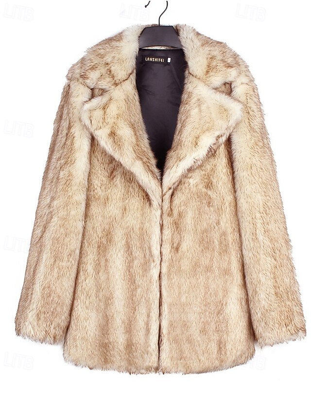 Fur Coat Warm Furs Faux Comfortable Women's
