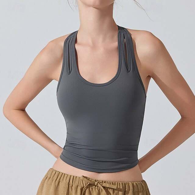 Women's Solid Colored Tank Top Sport Top Build-in Bra UV