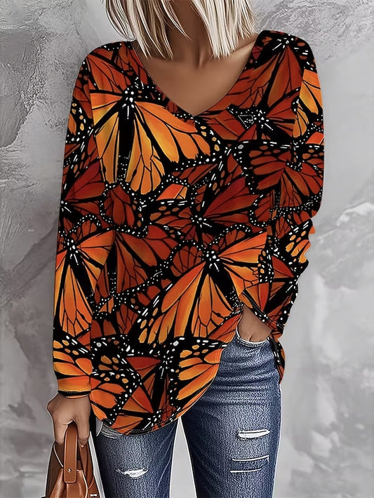 Women's T Shirt Graphic Butterfly Vintage Stylish Casual