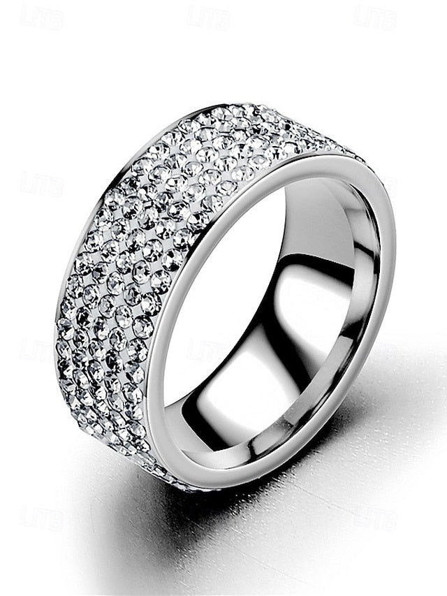 Men's Rhinestone Wide with Band Rings Pave Full