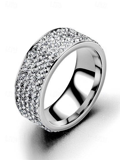 Men's Rhinestone Wide with Band Rings Pave Full