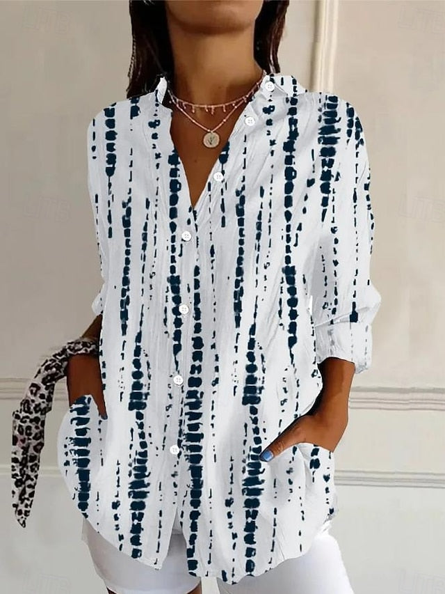 Women's Shirt Linen Like Breathable Lightweight Button Down