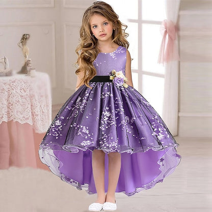 Floral Wedding Colored Sleeveless Solid Kids Dress Girls'