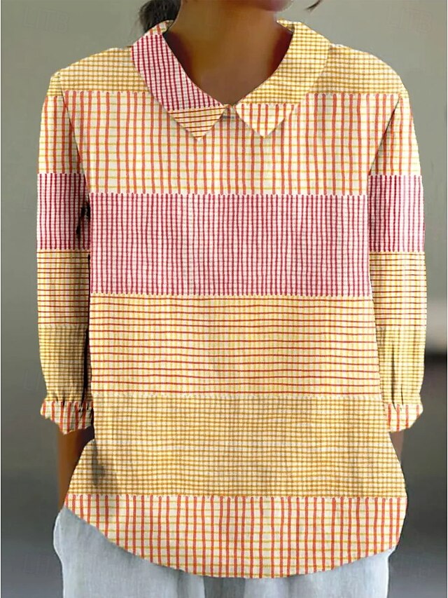 Women's Blouse Long Sleeve Peter Pan Collar Casual Graphic