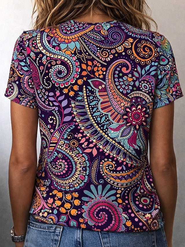 Women's T Shirt Floral Graphic Paisley Bohemia Vintage