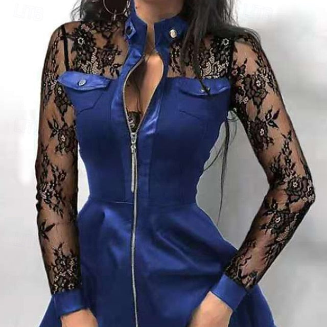 Women's Mini Dress Black Dress Leather Dress Fashion Modern