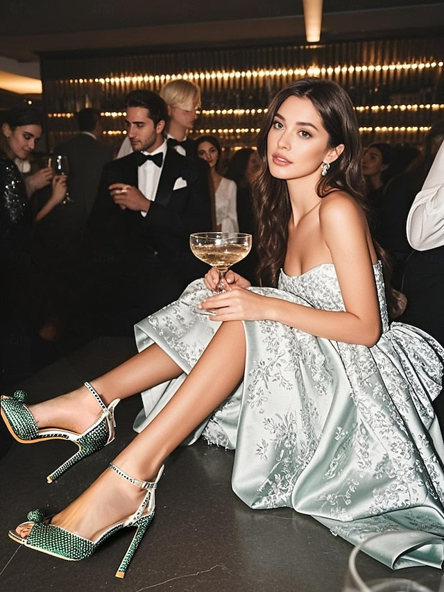 Rhinestone Women's Stiletto Sandals Heel with Embellished