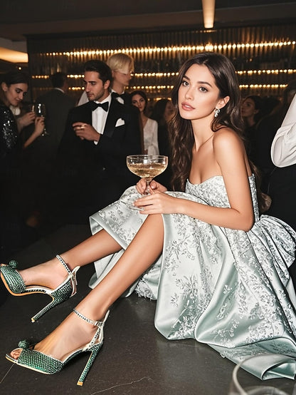 Stiletto Women's Rhinestone with Sandals Heel Embellished