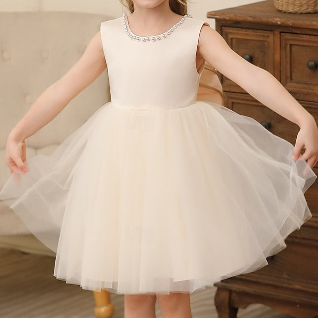 Wedding Dress Sleeveless Color Party Kids Girls' Solid