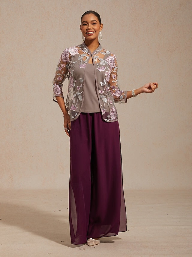 Women's Dressy Tops Floral Paisley Embroidered Elegant 3/4