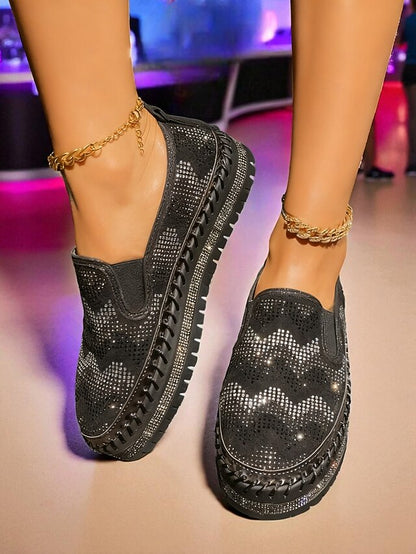 with Slip-On Platform Glitter Sneakers Mesh Women's