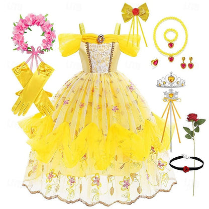 Cute Flower Dress and Belle Princess Beast the Beauty Girl