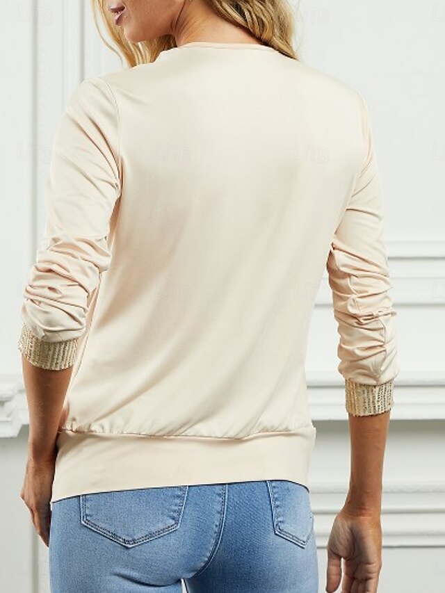 Women's Blouse Sequins Patchwork Solid Color Stylish Casual