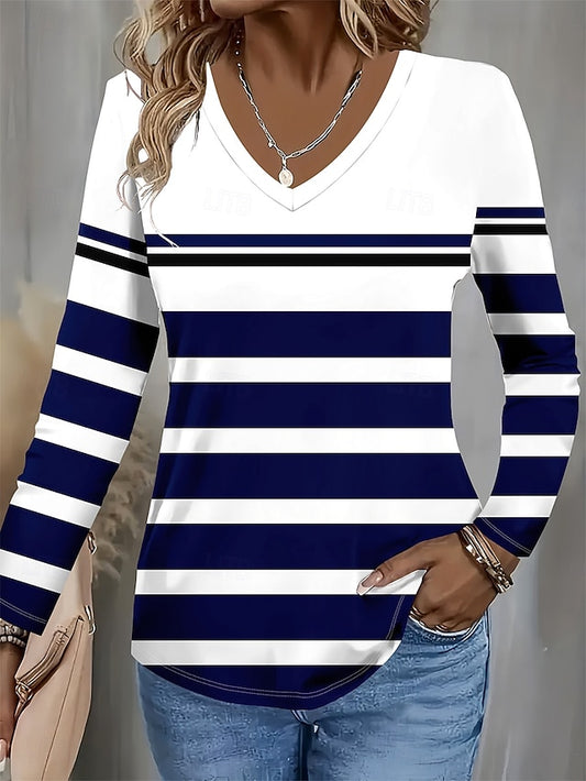 Women's T Shirt Graphic Geometric Striped Vintage Stylish