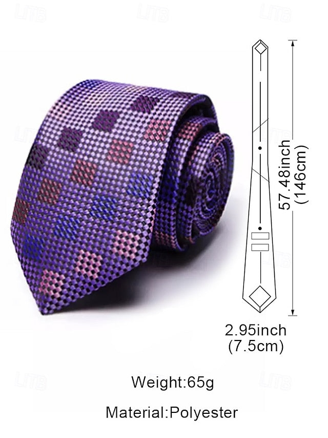 Silk Set Tie – and Men's Checkered Pocket Purple Square