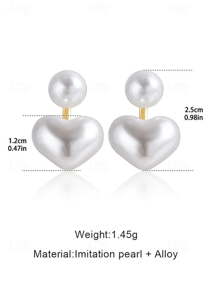 Romantic – Elegant Pearl Heart-Shaped Drop Minimalist Earrings