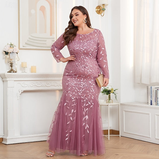 Mermaid Trumpet Floor Length Evening Gown Sparkle Plus Size