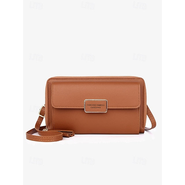 Bag Mobile Leather Crossbody Women's PU Phone Wristlet
