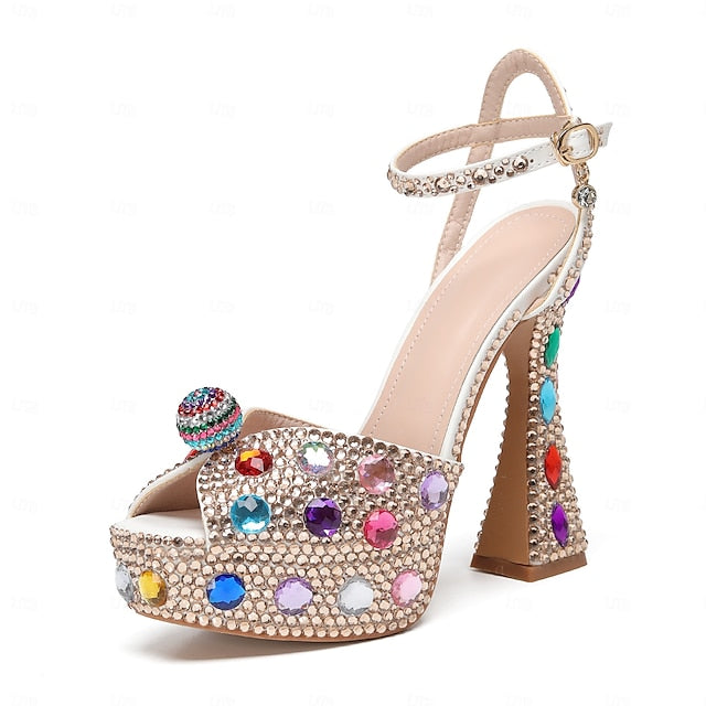 Sandals Women's Rhinestone Sparkly – Colorful Platform