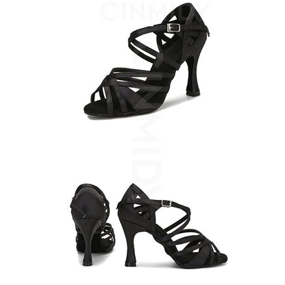 Satin Toe Shoes Elegant Open Women for Ballroom – Dance