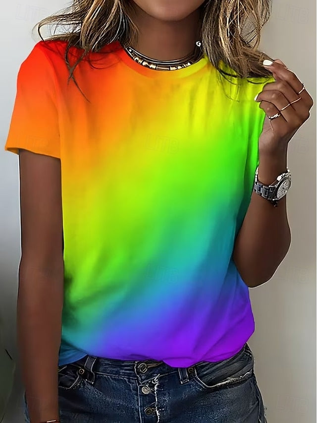 Women's T Shirt Print Ombre Graphic Vintage Stylish Classic