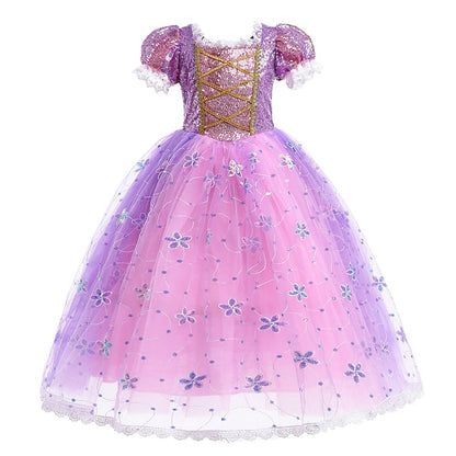 Cloak Princess Flower Dress Rapunzel Cosplay Girl
