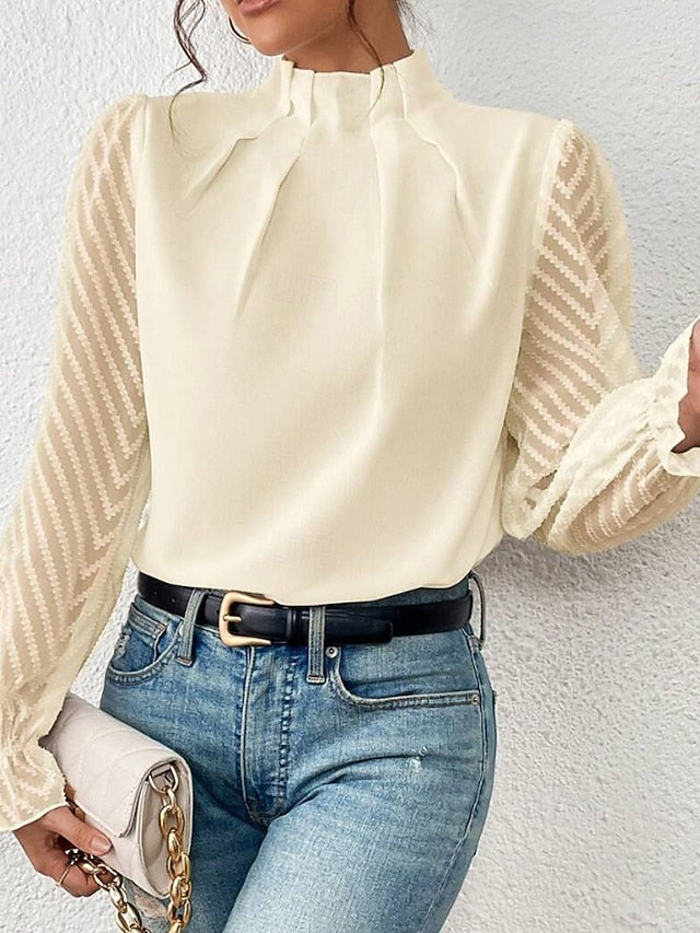 Women's Shirt Blouse Patchwork Plain Modern Casual Long