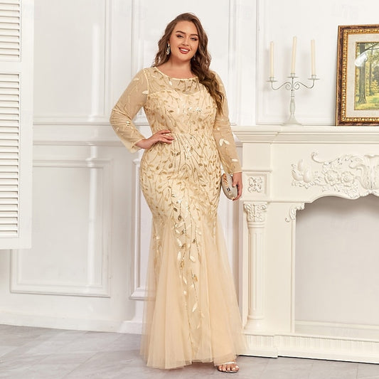 Mermaid Trumpet Floor Length Evening Gown Sparkle Plus Size