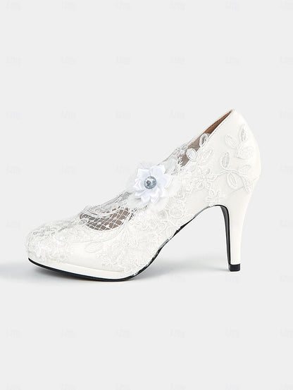 High Heel Floral – White Lace Shoes Bridal Embellishments with