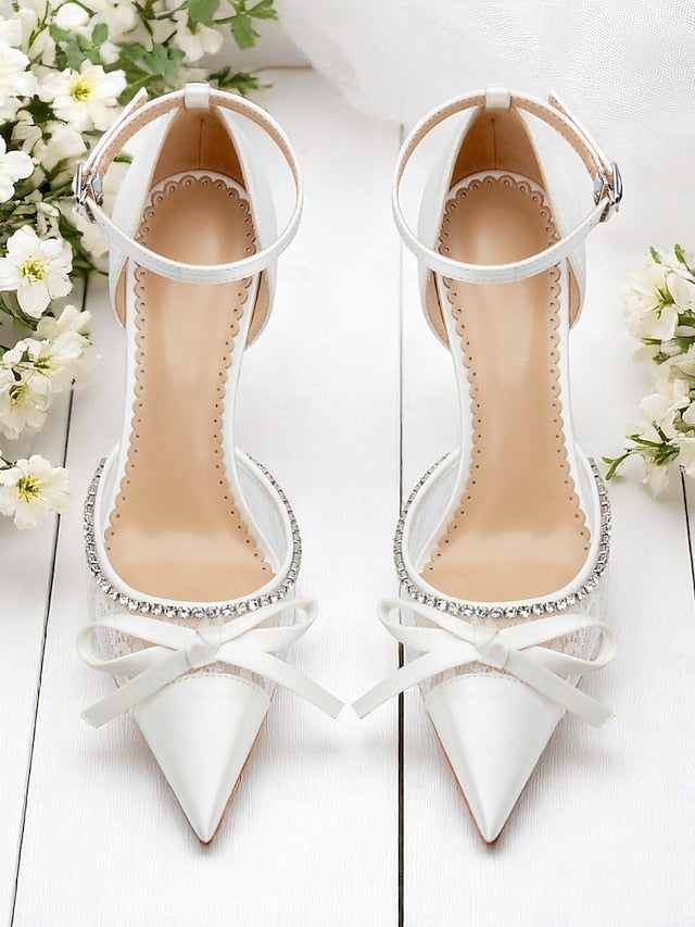 Heels High Lace White Women's Satin