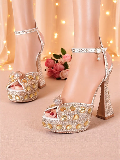with Women's Rhinestone Platform Matching Sandals High Heel