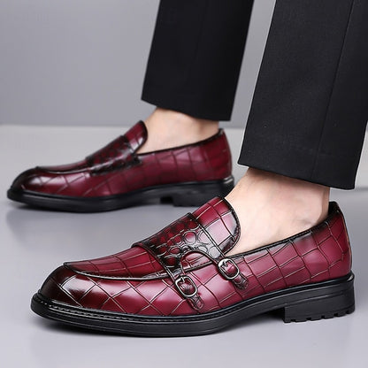– Pattern Crocodile Brown with Men's Leather Loafers Faux
