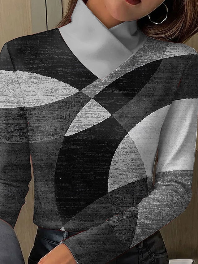 Women's T Shirt Print Graphic Geometric Abstract Elegant