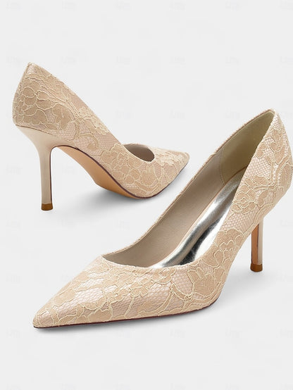 Lace-Embroidered - Stiletto Women's Pointed-Toe Heels