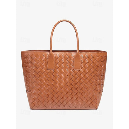 Tote Brown Woven and Women's Leather Bag Stylish –