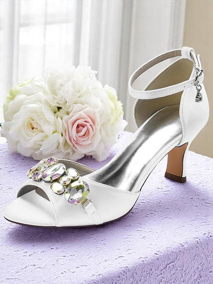 Strap Ankle Satin Women's Toe and with Open Heels Black