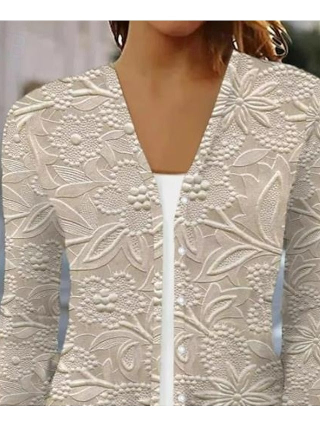 Women's Shirt 3D Print Floral Butterfly Basic 3/4 Length