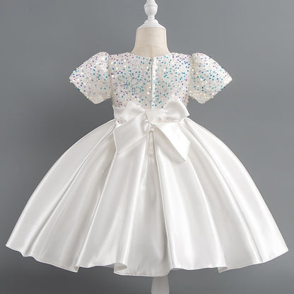 Sequin Short Girls' Toddler Wedding Sleeve Party Dress