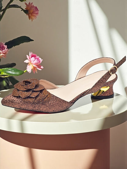 Slingback Glitter Evening Matching Heels and Clutch Women's