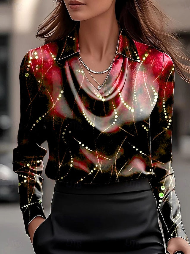 Women's Shirt Ruched Draped Ombre Graphic Geometric Elegant
