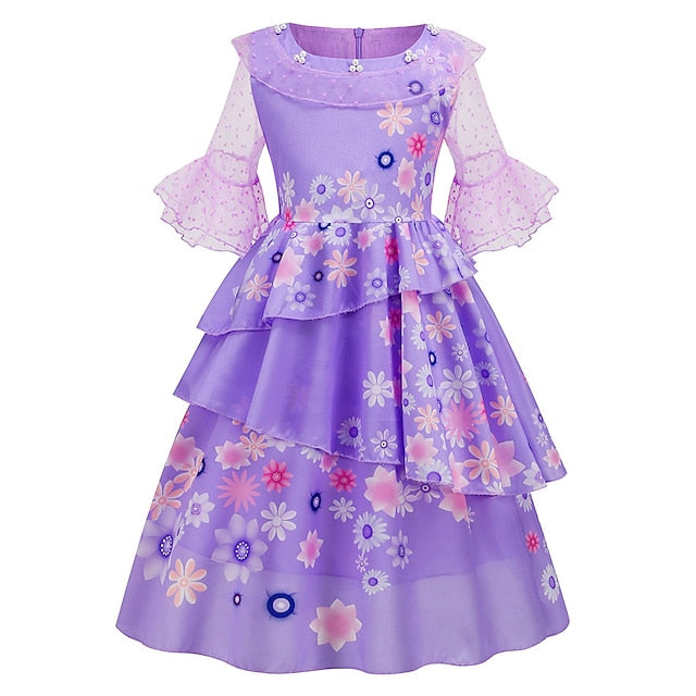 Madrigal Flower Princess Encanto Girl Isabela Dress Fairytale
